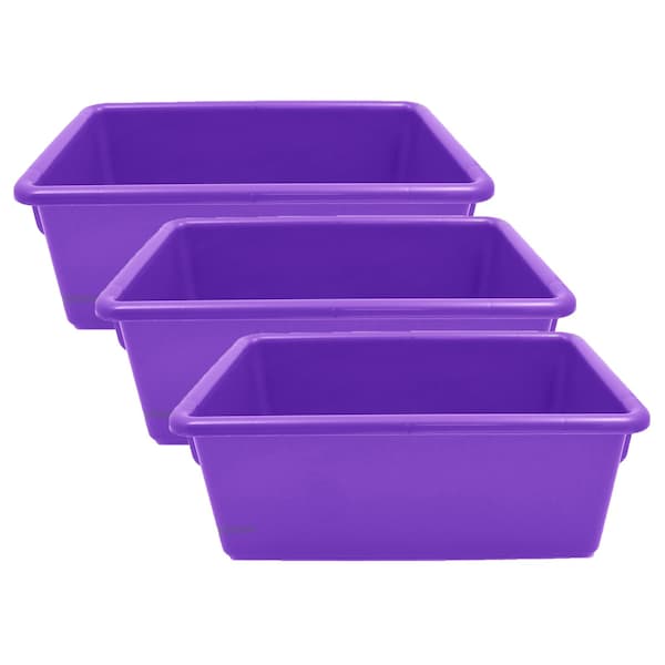 Cubby Storage Bin, Plastic, Purple, 3 PK
